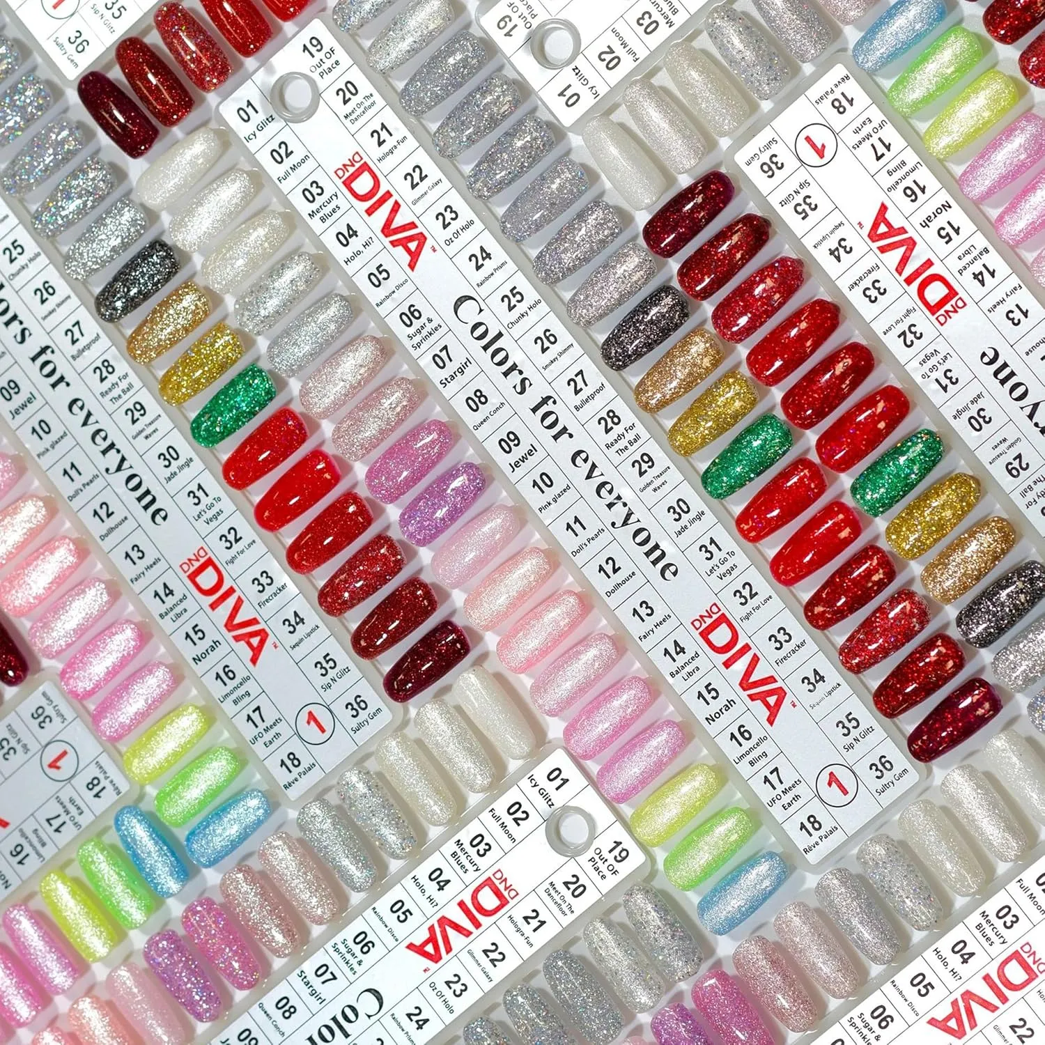 DND Gel Diva Polish Set, Mirrorball Collection, UV/LED Gel Polish and Air Dry Nail Lacquer, Matching Chip-Free Polish Duo, Red034 Sequin Lipstick, 0.5 Fl Oz Each