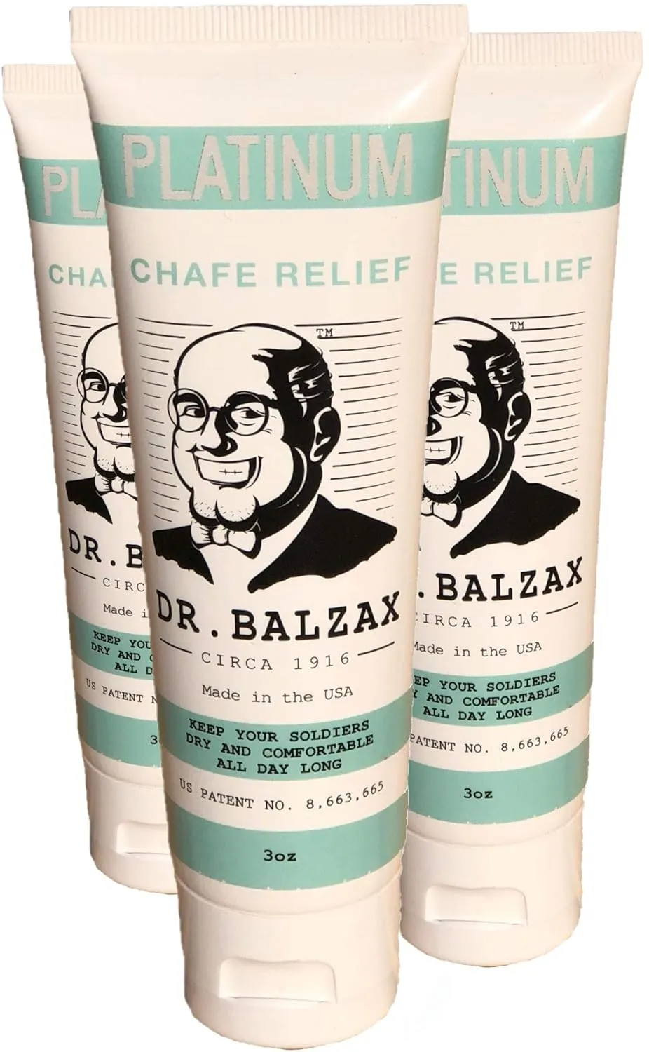 Dr. Balzax Platinum Chafe Relief - Anti Chafing - Cream To Powder - Chafing Relief - 3 Tubes