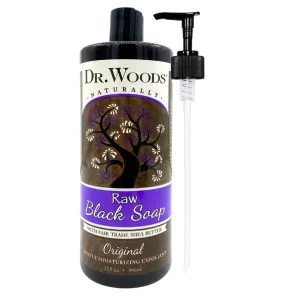 Dr. Woods Raw Black Liquid Body Wash with Organic Shea Butter and Pump, 32 Ounce