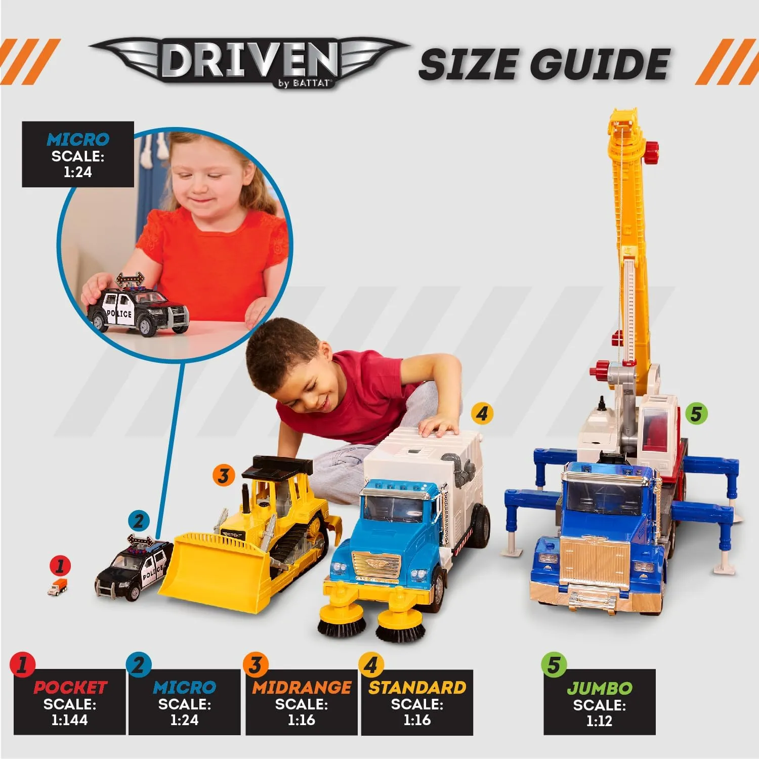 Driven by Battat – 1:24 Scale Remote Control Cement Truck – R/C Toy Cement Mixer – Toy Construction Vehicle for Kids 3 Years   – Lights and Sounds – Movable Parts