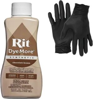 Dye – Rit Synthetic Liquid Fabric Dye for Crafting, Clothing, and Décor – 7 oz. Bottle – with Artisx Nitrile Gloves Included (Chocolate Brown)