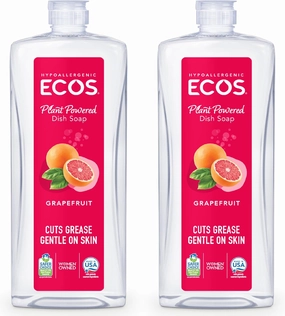 ECOS Grapefruit Dish Soap - Cuts Grease & Food Residue, Hypoallergenic, Sustainable Liquid, 50 Ounces (Pack of 2)