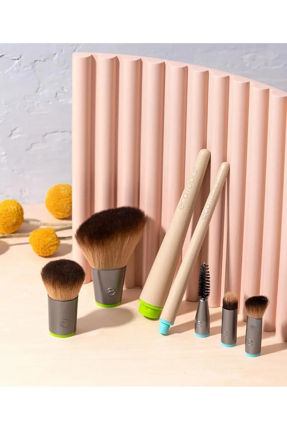 EcoTools Interchangeables Daily Essentials Total Face Makeup Brush Kit, Essential Oils, Multiuse Face Makeup Brushes, Bronzer, Blush, Powder, & Eyeshadow Brushes, Cruelty-Free & Vegan, 8 Piece Set