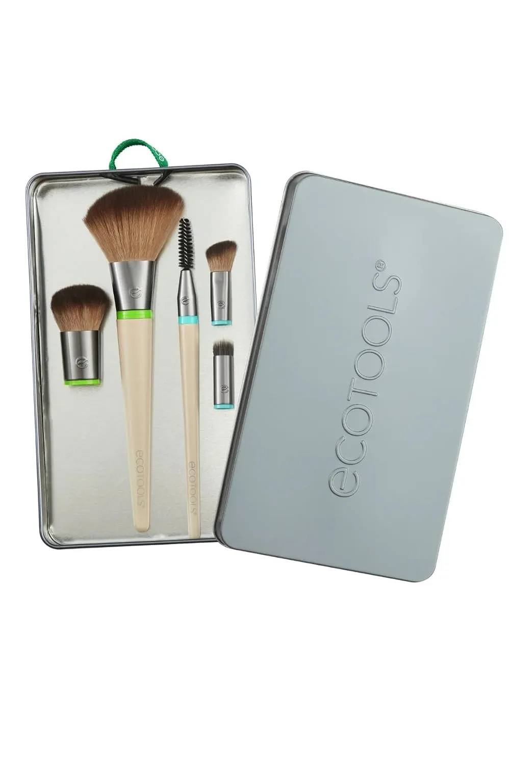 EcoTools Interchangeables Daily Essentials Total Face Makeup Brush Kit, Essential Oils, Multiuse Face Makeup Brushes, Bronzer, Blush, Powder, & Eyeshadow Brushes, Cruelty-Free & Vegan, 8 Piece Set