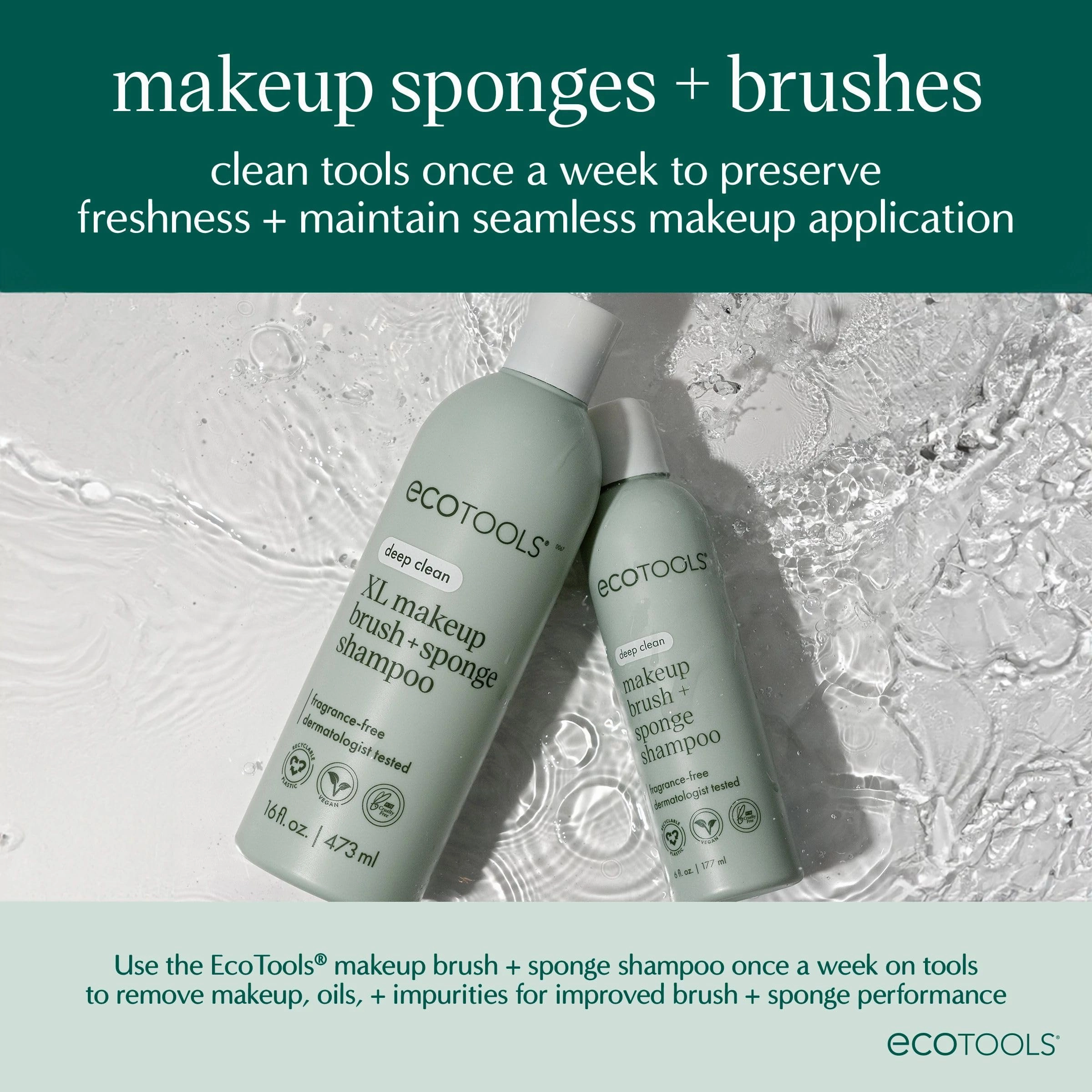 EcoTools Bioblender Makeup Sponge Duo, Compostable Makeup Blender, For Liquid & Cream Foundation, Seamless Application, Eco-Friendly Beauty Sponge, Cruelty-Free & Latex Free, 2 Count