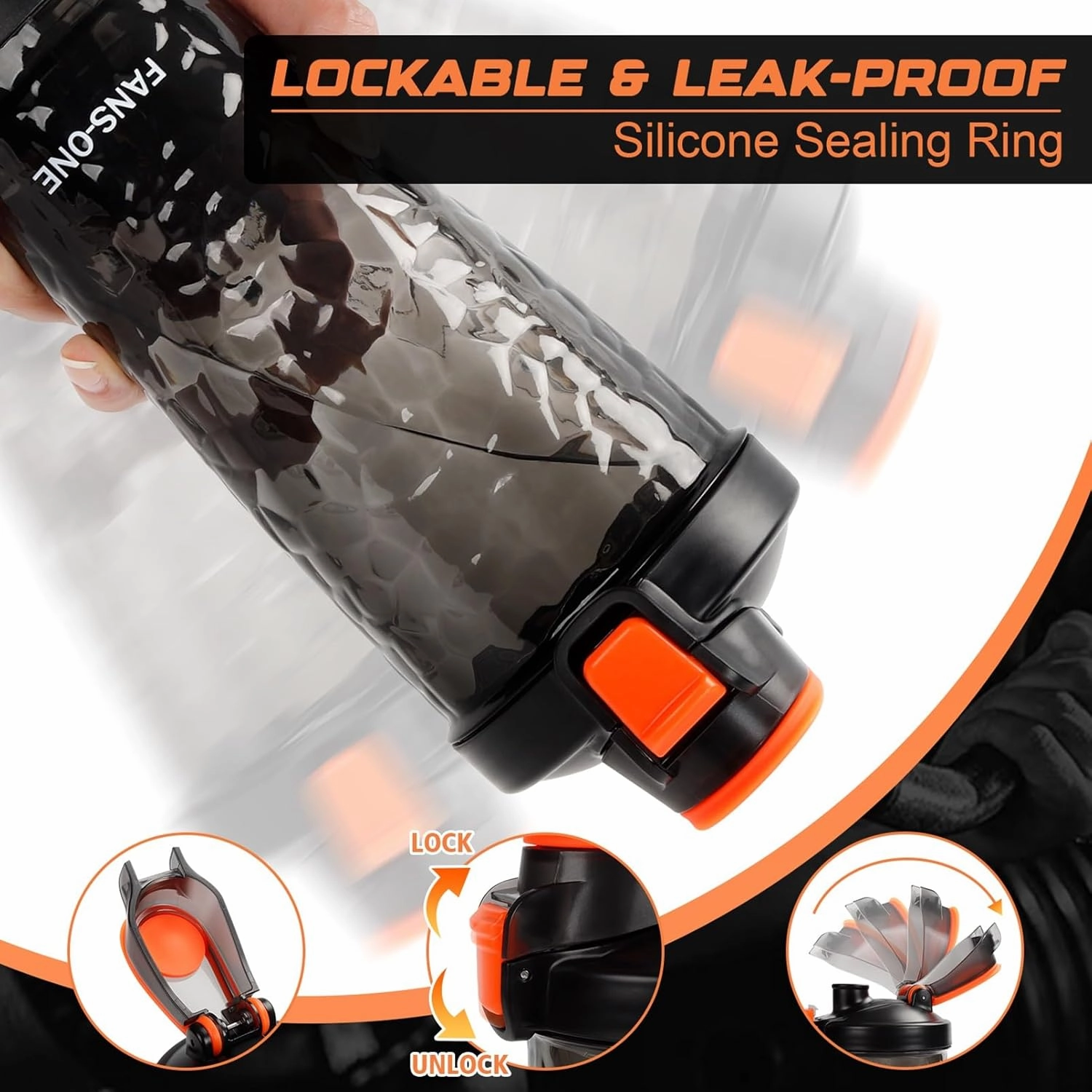 Electric Protein Shaker Bottle, 24oz Lockable Blender Cup Electric Shaker Bottles, Tritan USB Rechargeable Mixer, Portable Shaker Cups for Protein Shakes for Men Women, Black and Orange
