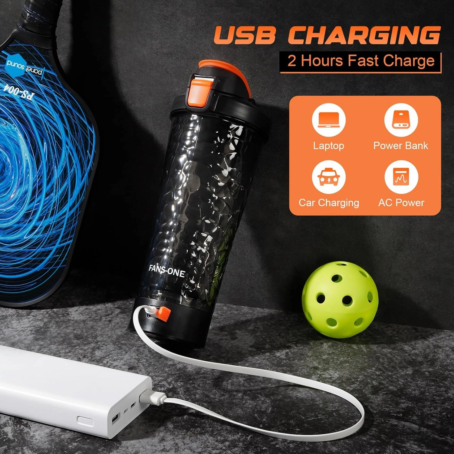 Electric Protein Shaker Bottle, 24oz Lockable Blender Cup Electric Shaker Bottles, Tritan USB Rechargeable Mixer, Portable Shaker Cups for Protein Shakes for Men Women, Black and Orange