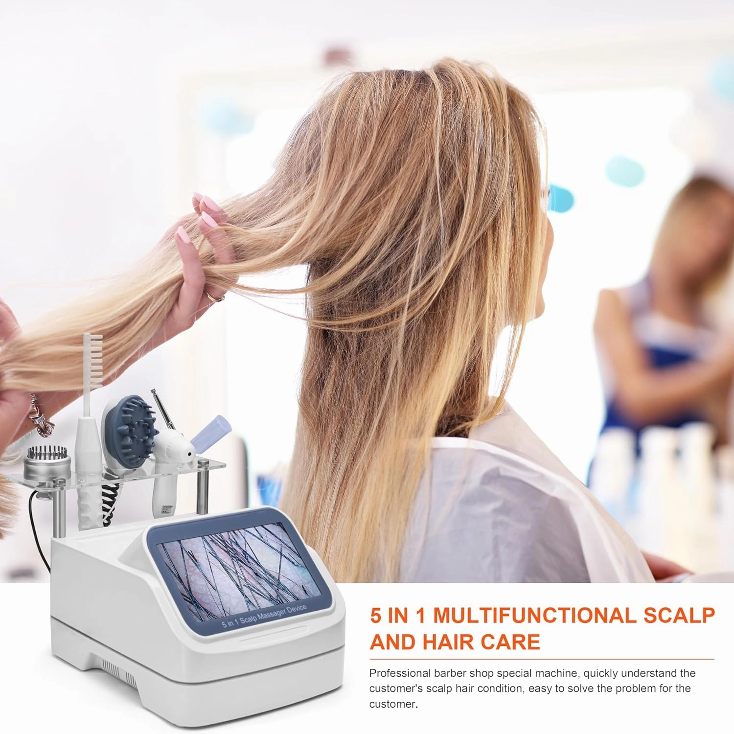 Elitzia 5 in 1 Hair Analysis Multifunction Hair Care Machine Scalp Massage Skin Detector Black Hair Natural Growth Health Deep Conditioning 200x Times Magnification Scalp Professional Salon ET2206