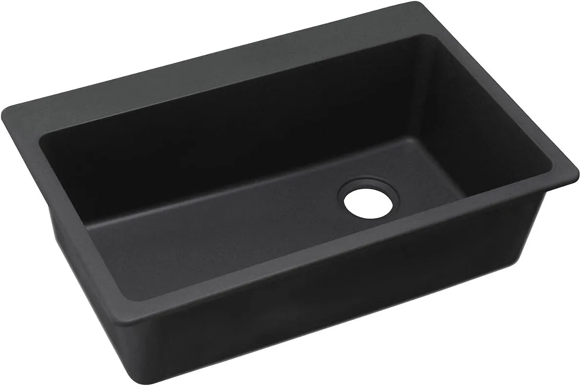 Elkay ELG13322BK0 Quartz Classic Single Bowl Drop-in Sink, Black
