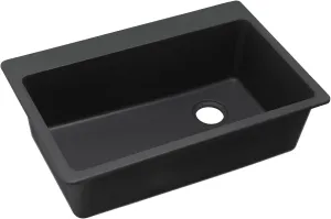Elkay ELG13322BK0 Quartz Classic Single Bowl Drop-in Sink, Black