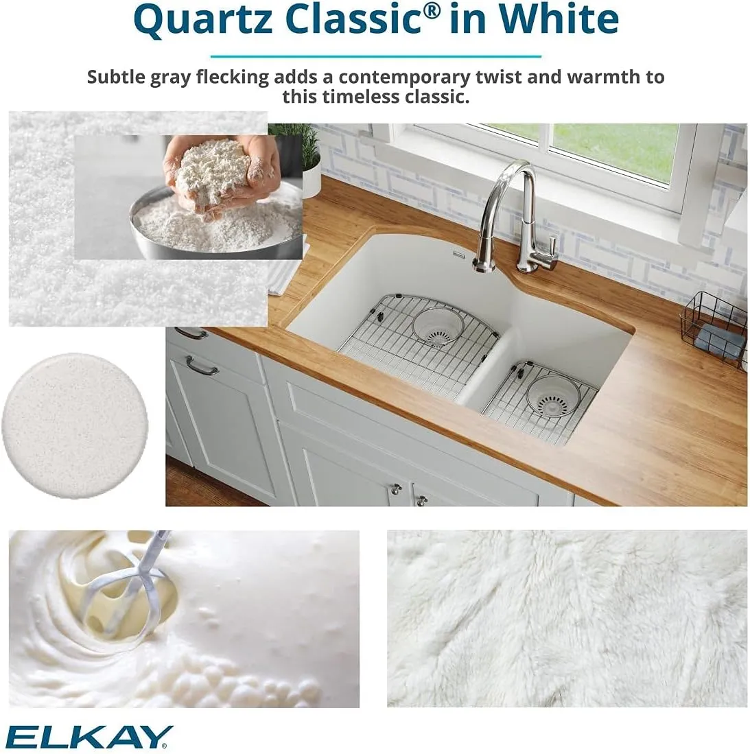 Elkay ELG2522WH0 Quartz Classic Single Bowl Drop-in Sink, White