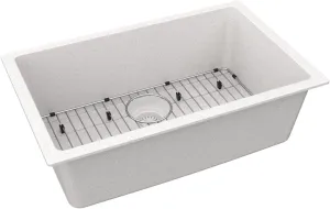 Elkay ELGRU13022WH0C Quartz Classic 29-1/2" x 18-3/4" x 9-1/2", Single Bowl Undermount Sink Kit, White