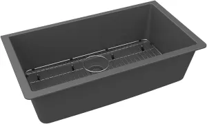 Elkay ELGRU13322GT0C Quartz Classic 33" x 18-7/16" x 9-7/16", Single Bowl Undermount Sink Kit, Graphite