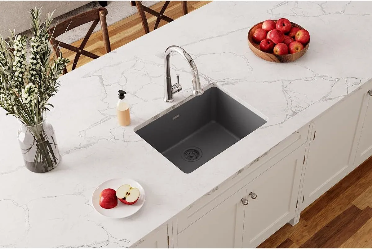 Elkay ELGU2522GY0 Quartz Classic Single Bowl Undermount Sink, Dusk Gray