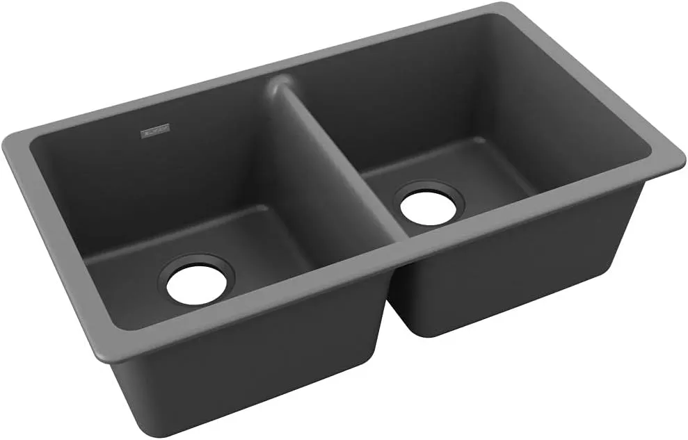 Elkay ELGU3322GY0 Quartz Classic Equal Double Bowl Undermount Sink, Dusk Gray