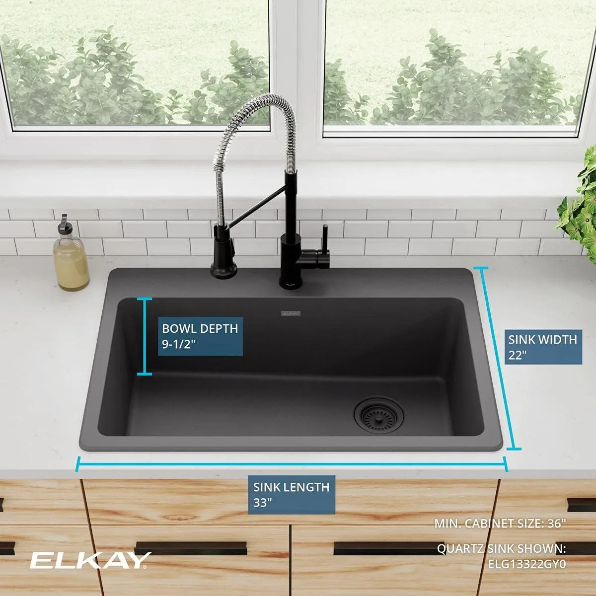 Elkay Quartz Classic ELG13322GY0 Dusk Gray Single Bowl Top Mount Sink
