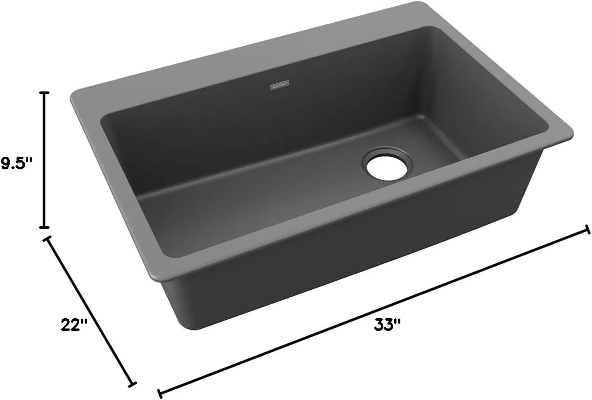 Elkay Quartz Classic ELG13322GY0 Dusk Gray Single Bowl Top Mount Sink