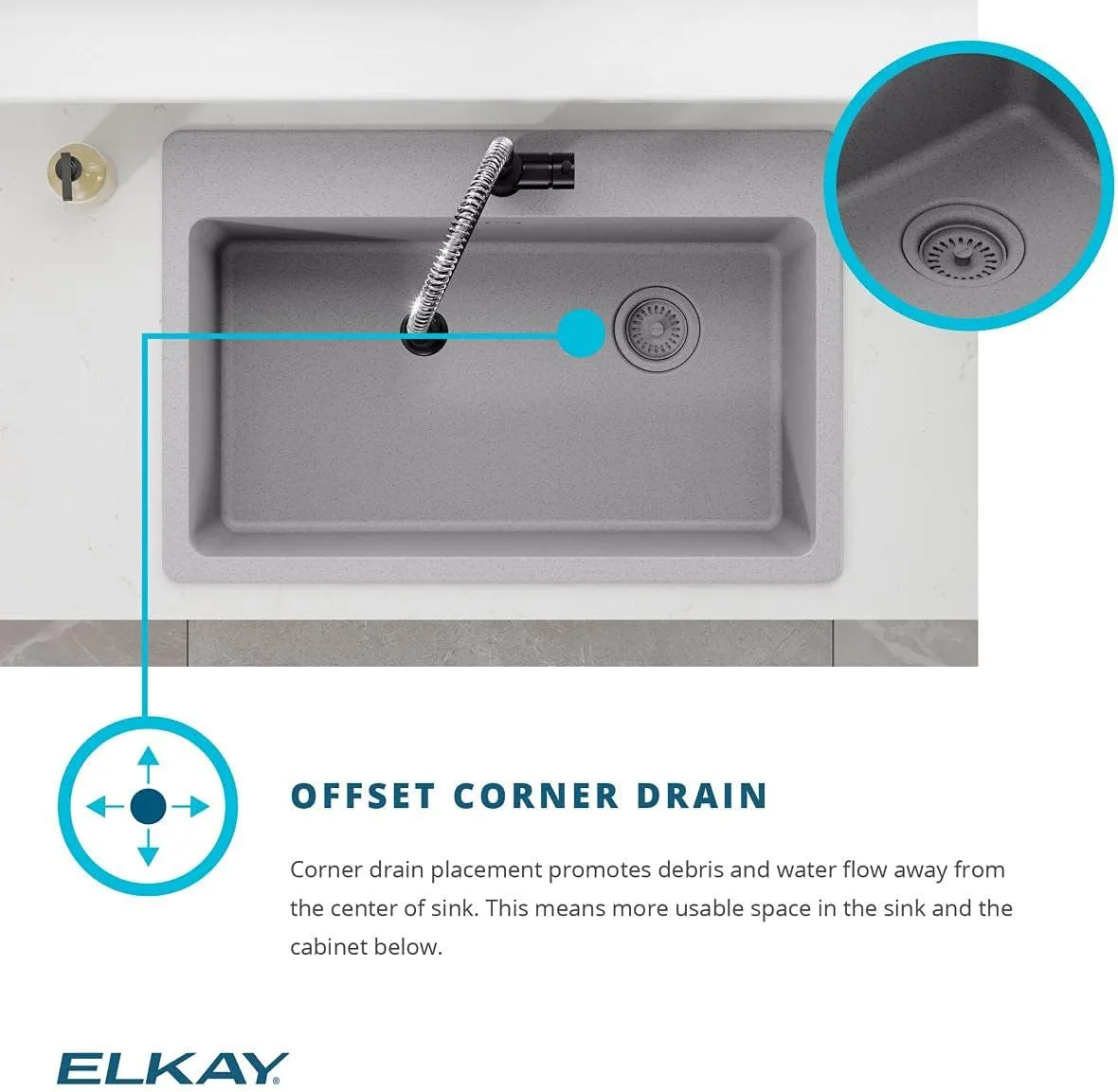 Elkay Quartz Classic ELG13322GY0 Dusk Gray Single Bowl Top Mount Sink