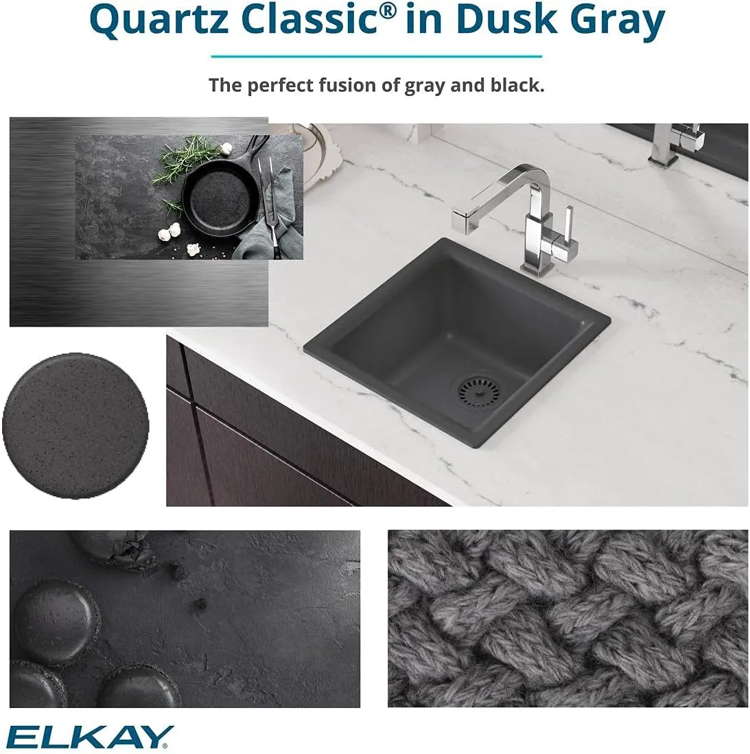 Elkay Quartz Classic ELG13322GY0 Dusk Gray Single Bowl Top Mount Sink