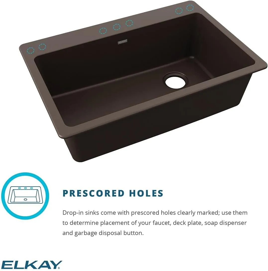 Elkay Quartz Classic ELG13322GY0 Dusk Gray Single Bowl Top Mount Sink