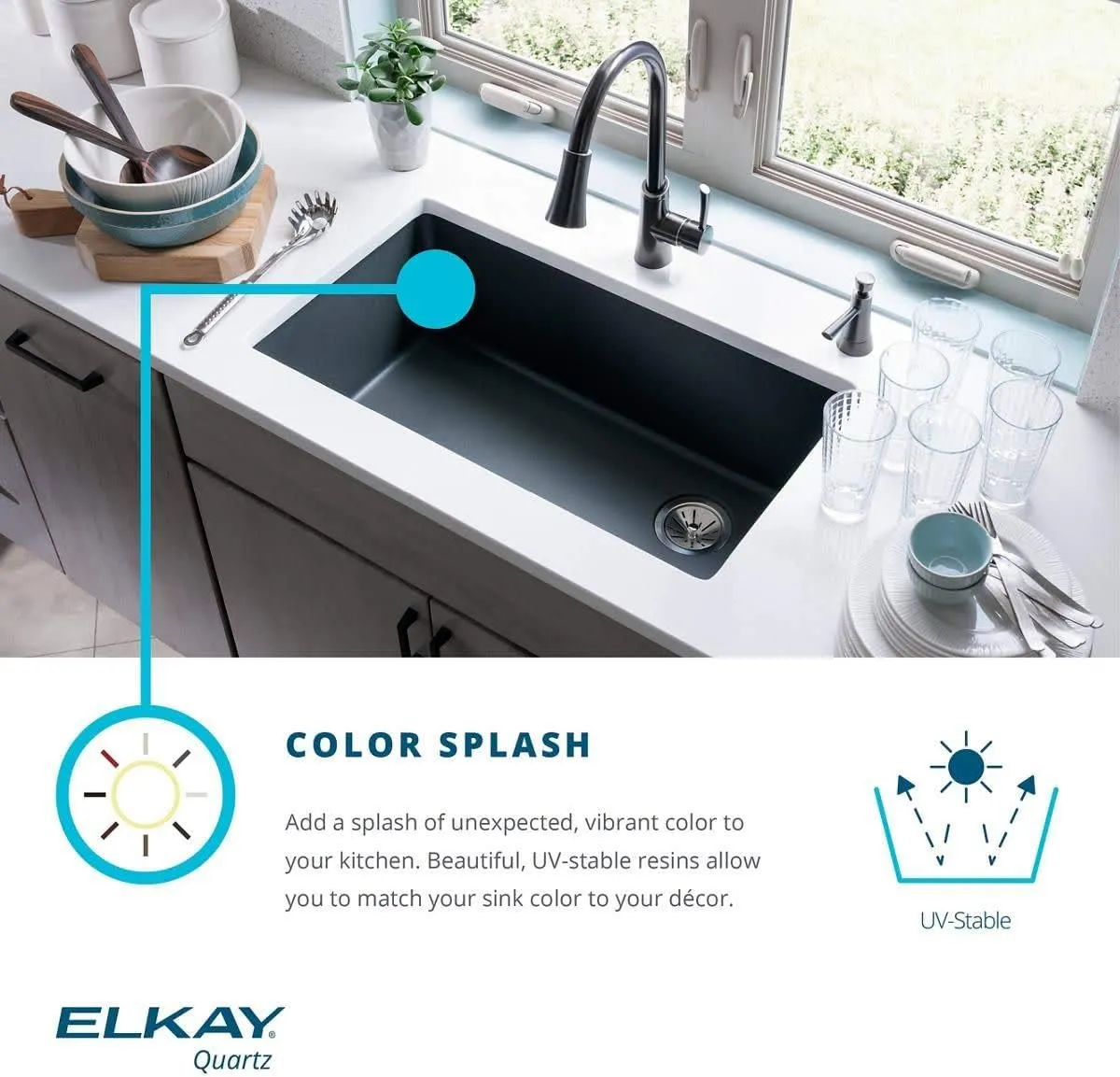 Elkay Quartz Classic ELG1616GS0 Greystone Single Bowl Dual Mount Bar Sink