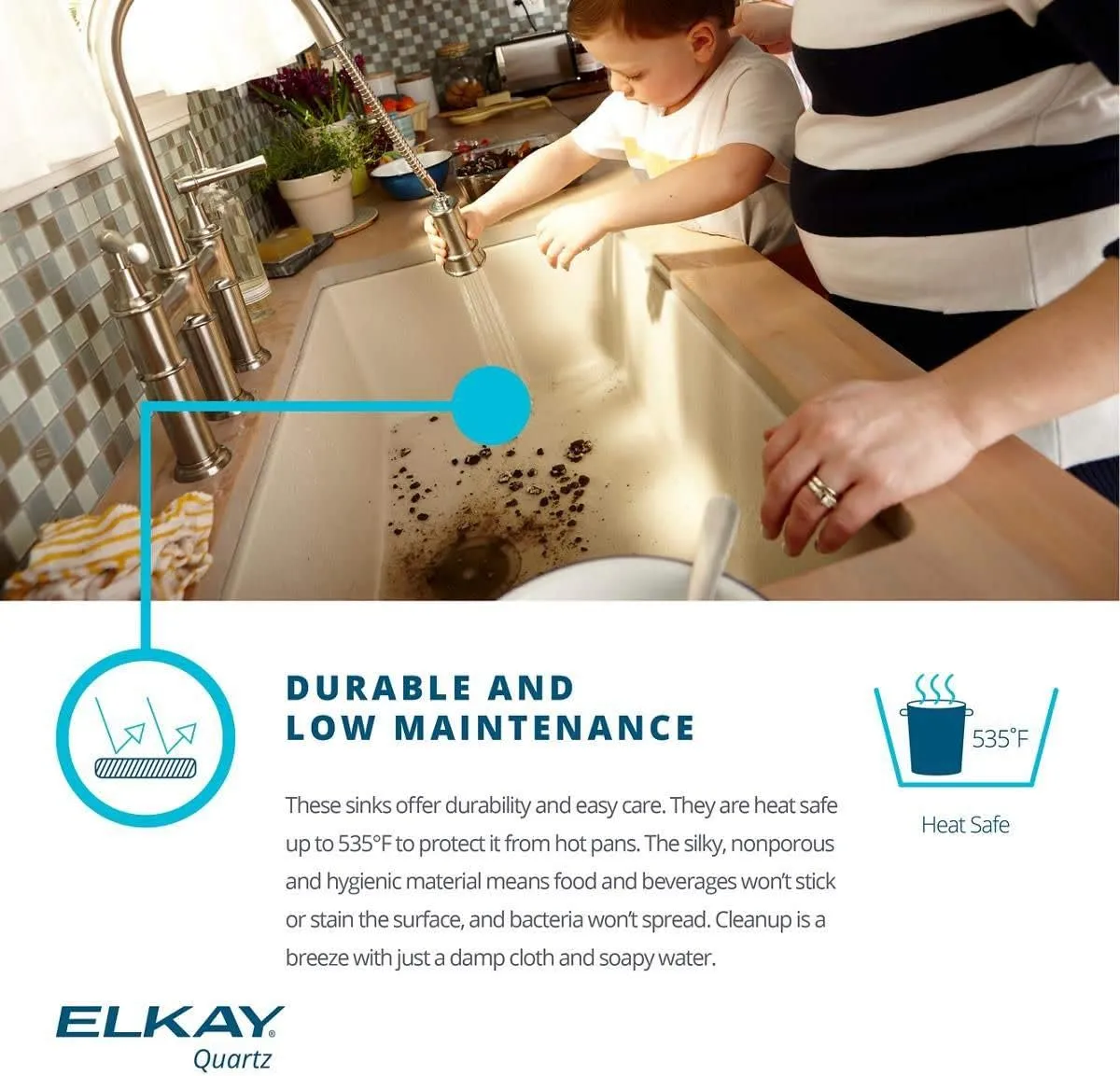 Elkay Quartz Classic ELG1616GS0 Greystone Single Bowl Dual Mount Bar Sink