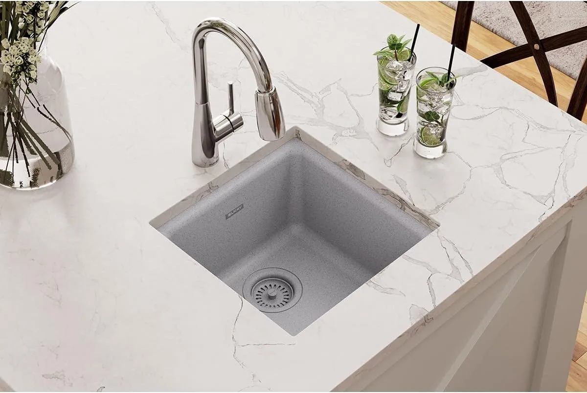 Elkay Quartz Classic ELG1616GS0 Greystone Single Bowl Dual Mount Bar Sink