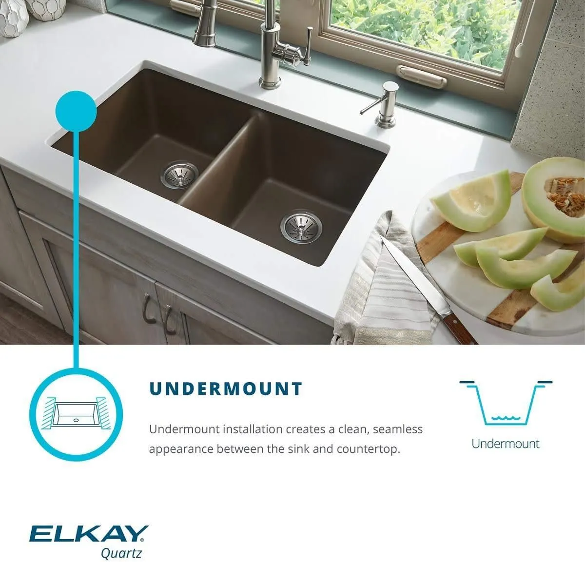 Elkay Quartz Classic ELG1616GS0 Greystone Single Bowl Dual Mount Bar Sink