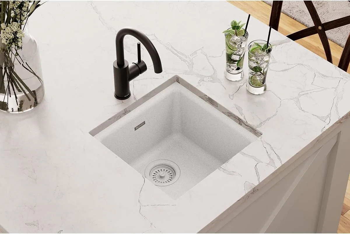 Elkay Quartz Classic ELG1616WH0 White Single Bowl Dual Mount Bar Sink