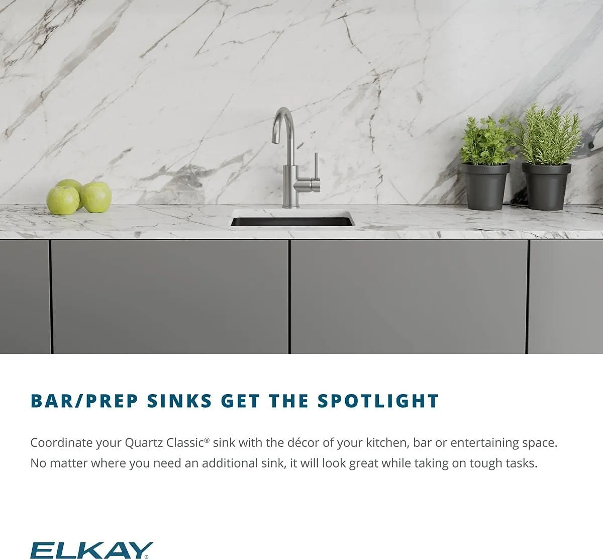 Elkay Quartz Classic ELG1616WH0 White Single Bowl Dual Mount Bar Sink