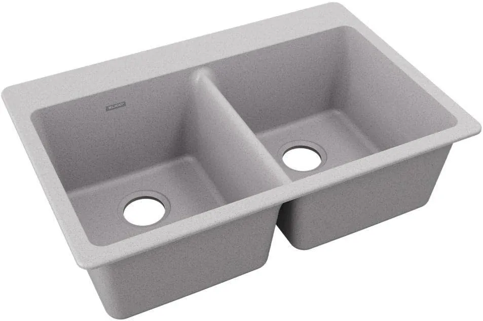 Elkay Quartz Classic ELG3322GS0 Greystone Equal Double Bowl Top Mount Sink