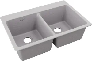 Elkay Quartz Classic ELG3322GS0 Greystone Equal Double Bowl Top Mount Sink