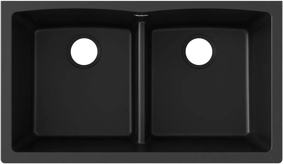 Elkay Quartz Classic ELGDULB3322BK0 Black Equal Double Bowl Undermount Sink