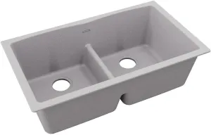 Elkay Quartz Classic ELGDULB3322GS0 Greystone Equal Double Bowl Undermount Sink