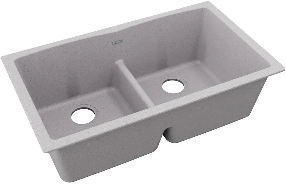 Elkay Quartz Classic ELGDULB3322GS0 Greystone Equal Double Bowl Undermount Sink