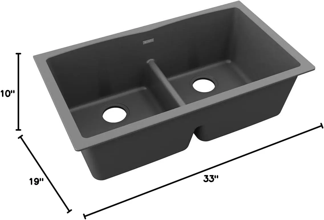 Elkay Quartz Classic ELGDULB3322GY0 Dusk Gray Equal Double Bowl Undermount Sink