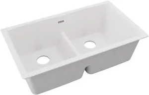 Elkay Quartz Classic ELGDULB3322WH0 White Equal Double Bowl Undermount Sink