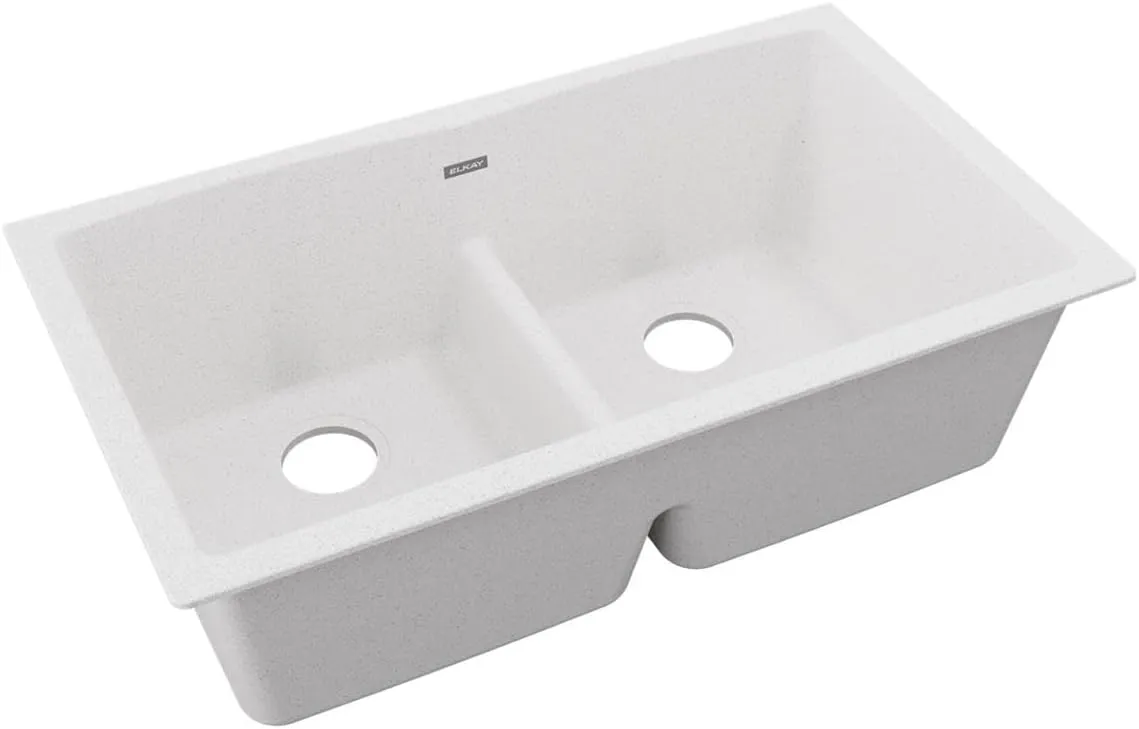 Elkay Quartz Classic ELGDULB3322WH0 White Equal Double Bowl Undermount Sink