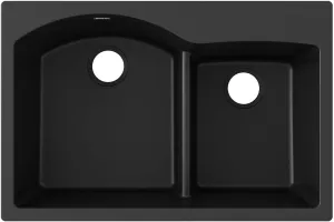 Elkay Quartz Classic ELGH3322RBK0 Black Offset 60/40 Double Bowl Top Mount Sink