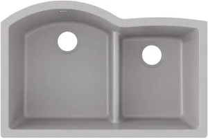 Elkay Quartz Classic ELGHU3322RGS0 Greystone Offset 60/40 Double Bowl Undermount Sink with Aqua Divide