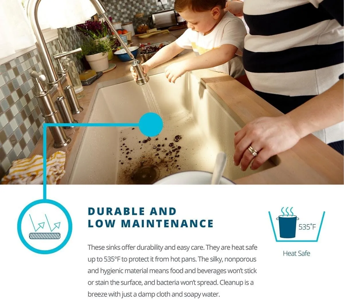 Elkay Quartz Classic ELGHU3322RMC0 Mocha Offset 60/40 Double Bowl Undermount Sink with Aqua Divide