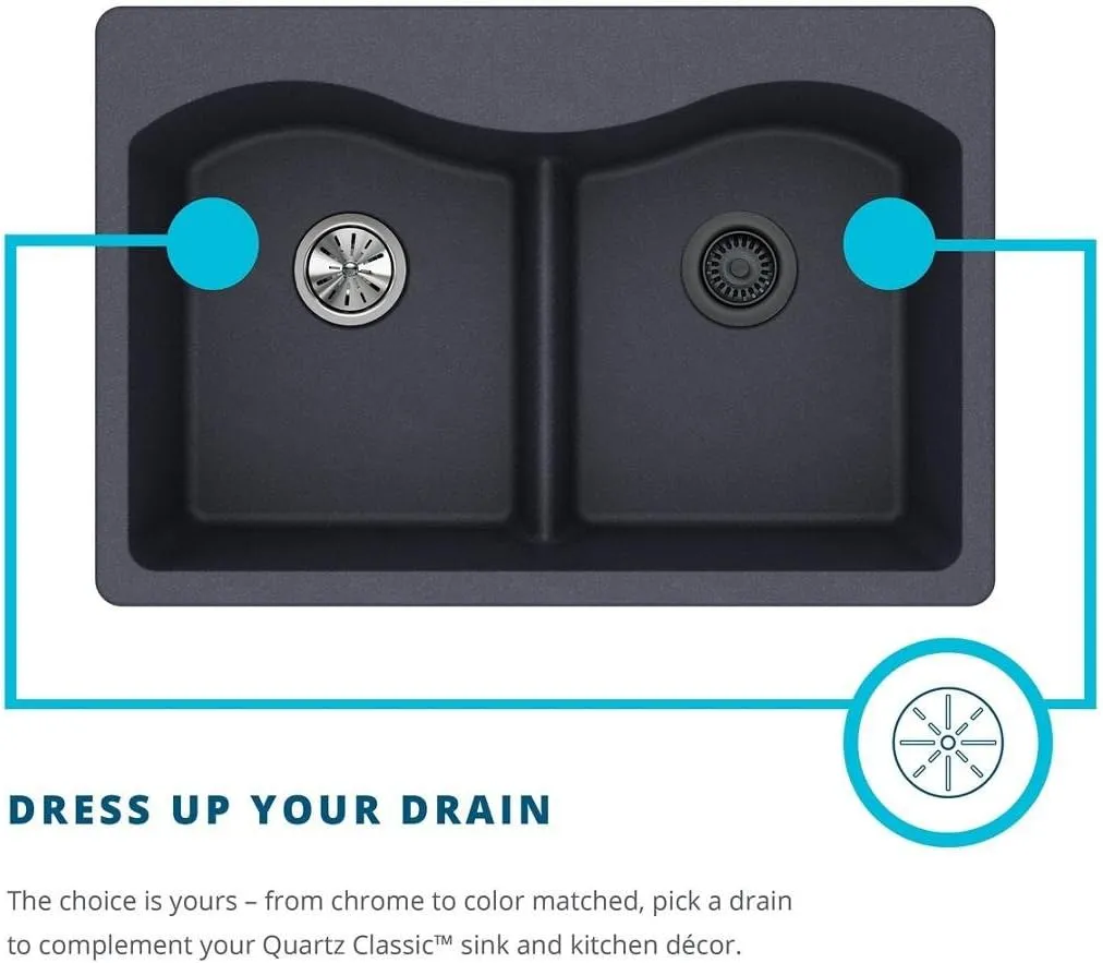 Elkay Quartz Classic ELGHU3322RMC0 Mocha Offset 60/40 Double Bowl Undermount Sink with Aqua Divide