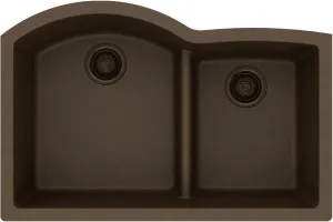 Elkay Quartz Classic ELGHU3322RMC0 Mocha Offset 60/40 Double Bowl Undermount Sink with Aqua Divide