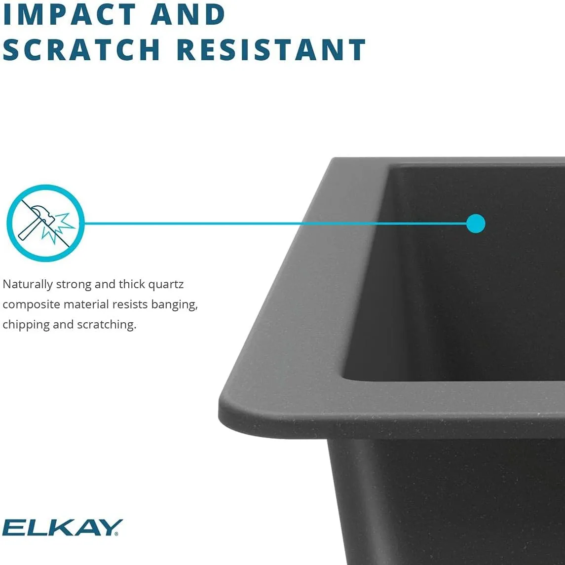 Elkay Quartz Classic ELGRU13322BK0C 33" Single Bowl Undermount Sink Kit, Black