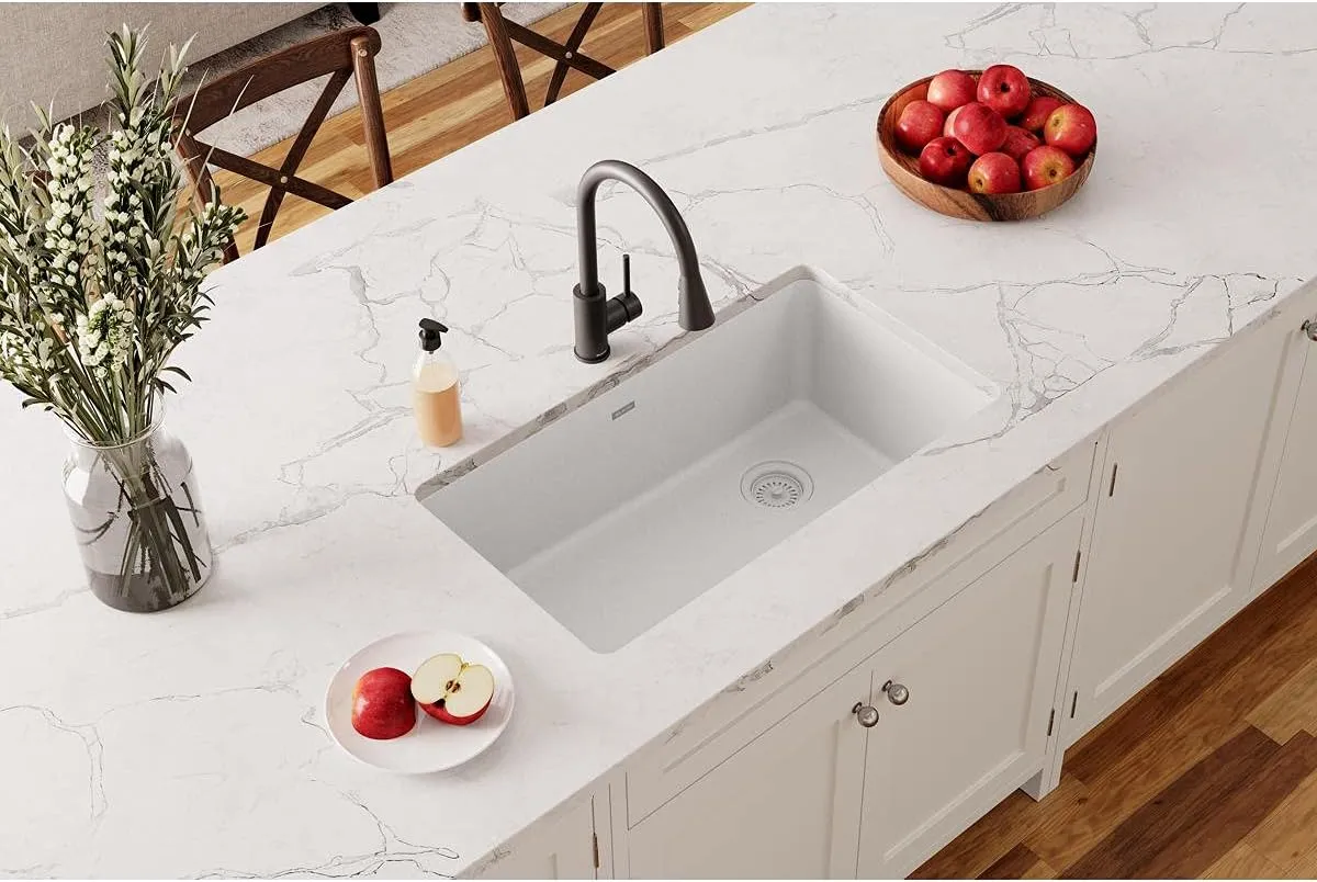 Elkay Quartz Classic ELGU13322WH0 White Single Bowl Undermount Sink
