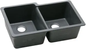 Elkay Quartz Classic ELGU250RBK0 Black Offset Double Bowl Undermount Sink