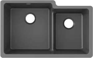 Elkay Quartz Classic ELGULBO3322GY0 Dusk Gray Offset 60/40 Double Bowl Undermount Sink with Aqua Divide