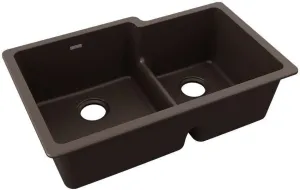 Elkay Quartz Classic ELGULBO3322MC0 Mocha Offset 60/40 Double Bowl Undermount Sink with Aqua Divide