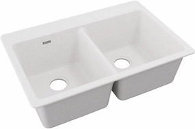 Elkay Quartz Classic ELG3322WH0 White Equal Double Bowl Top Mount Sink