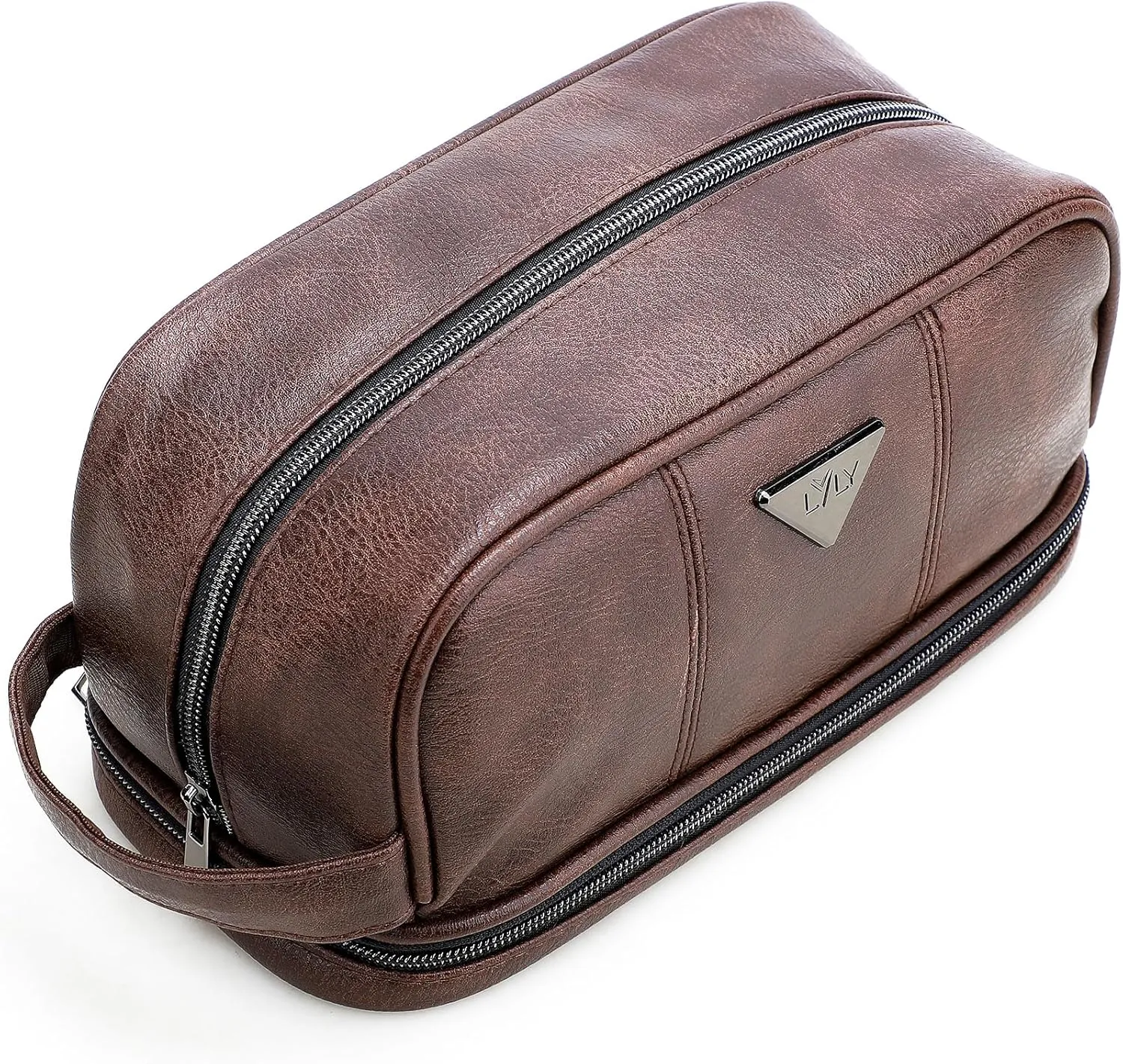 Emissary Leather Travel Toiletry Bag for Men, Water Resistant Travel Organizer Dopp Kit, Large Capacity Travel Kit for Men, Shaving Bag for Travel Accessories - Brown